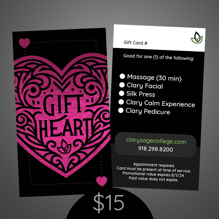 $15 Gift Card - For Clary Sage Services